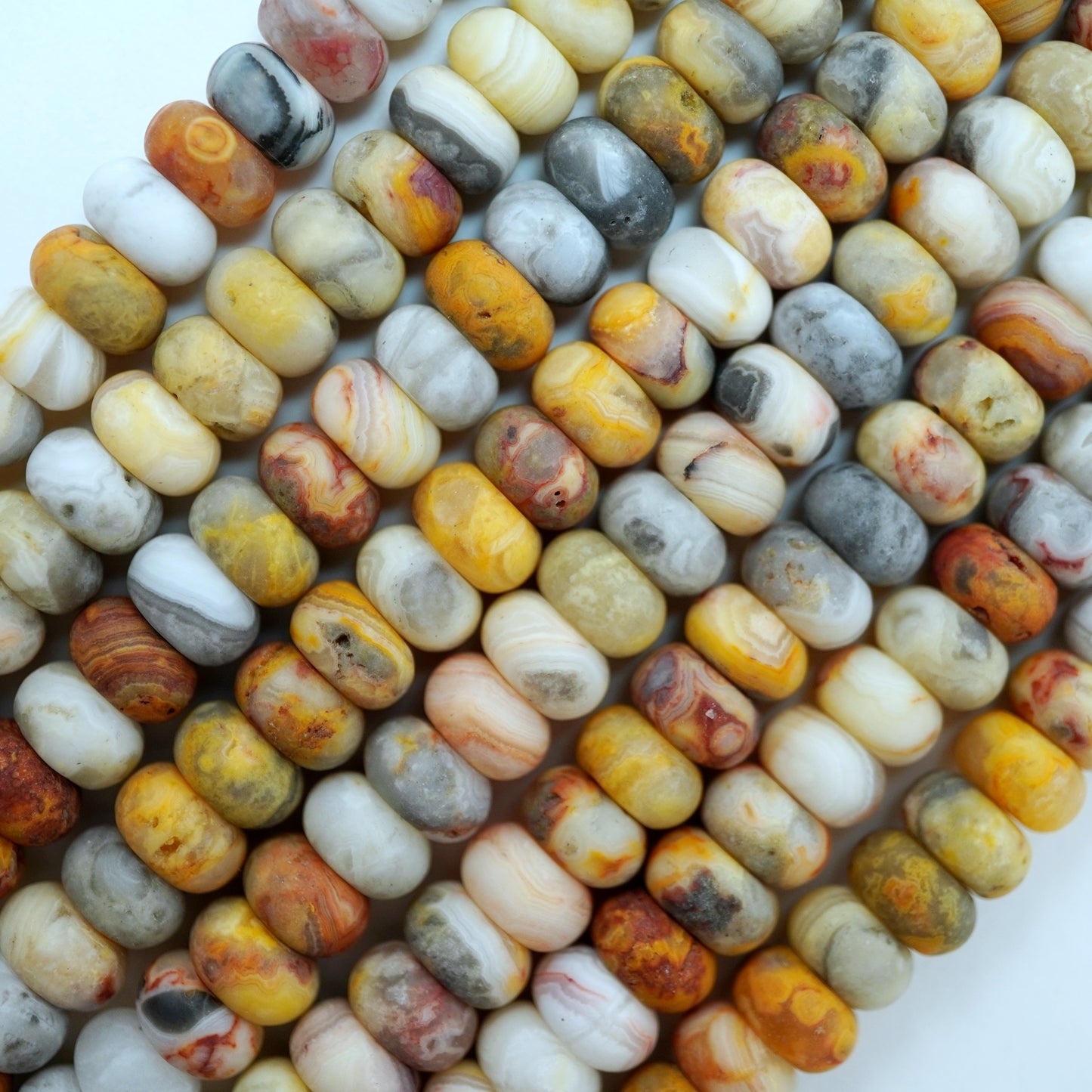 Crazy Lace Agate (Rondelle)(Matte)(6mm)(8mm)(10mm)(16"Strand)