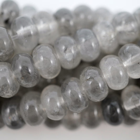 Cloudy Quartz (Rondelle)(Smooth)(6mm)(8mm)(10mm)(16"Strand)