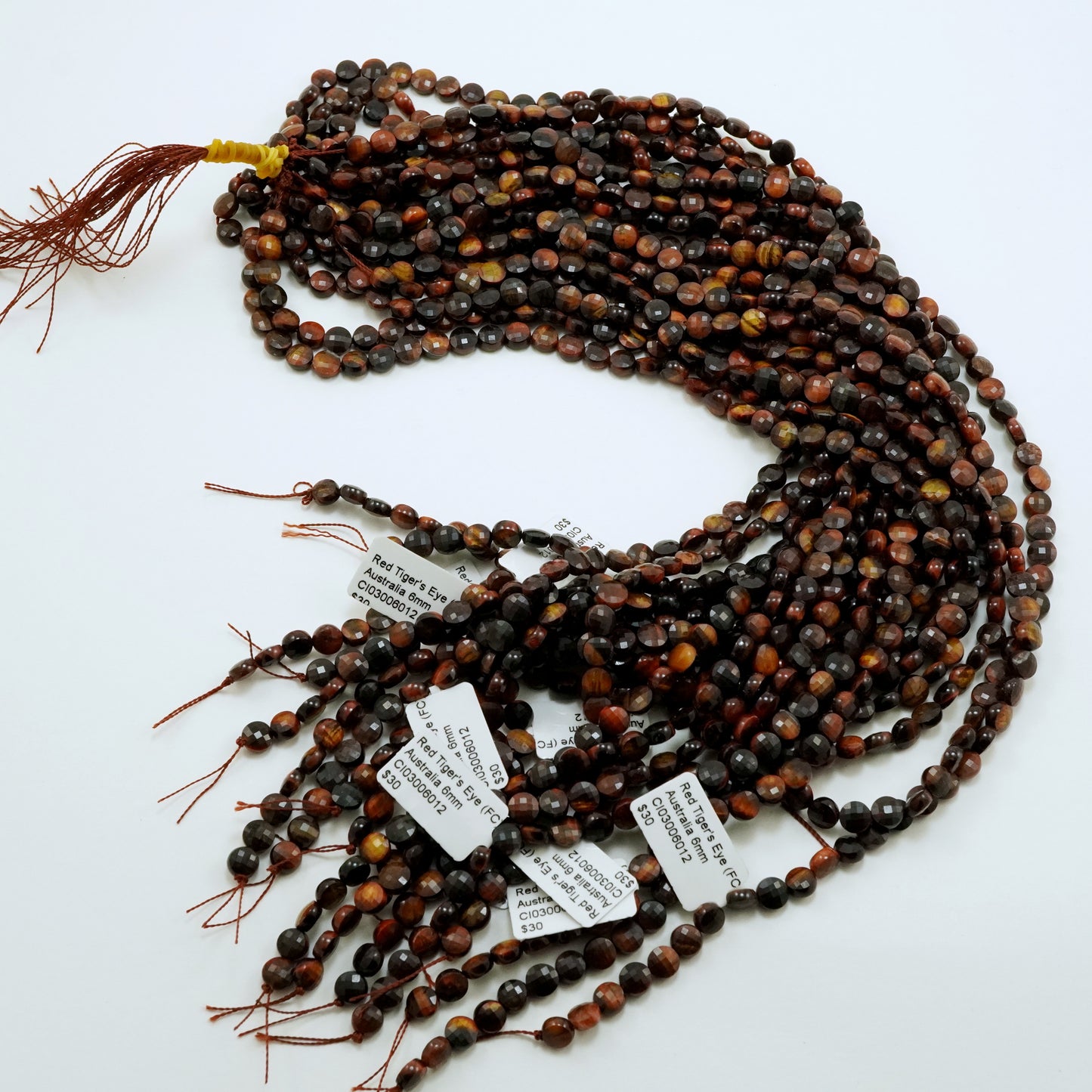 Red Tiger Eye (Coin)(Micro)(Faceted)(6×4mm)(15"Strand)