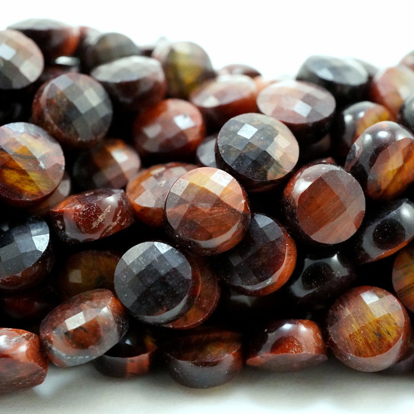 Red Tiger Eye (Coin)(Micro)(Faceted)(6×4mm)(15"Strand)