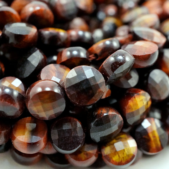 Red Tiger Eye (Coin)(Micro)(Faceted)(6×4mm)(15