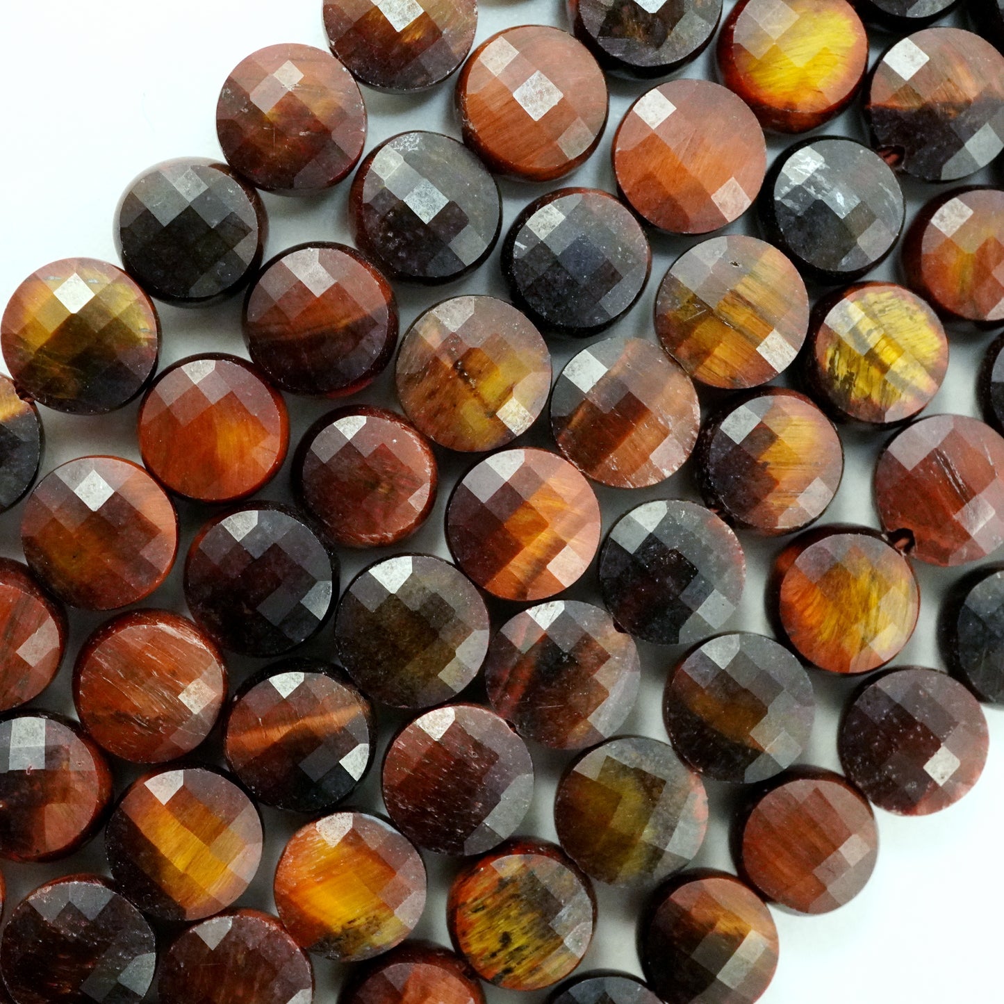 Red Tiger Eye (Coin)(Micro)(Faceted)(6×4mm)(15"Strand)