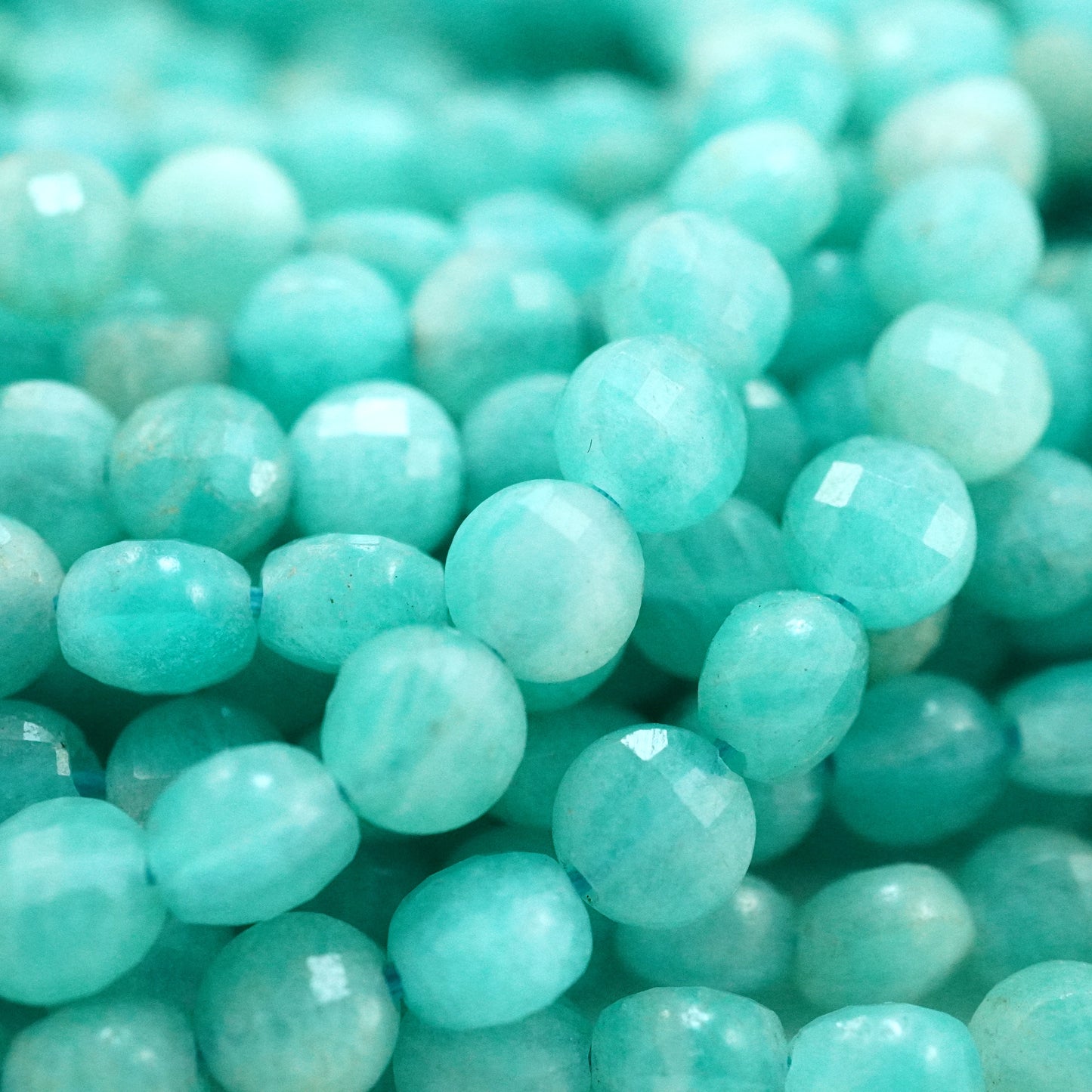 Amazonite (Coin)(Micro)(Faceted)(4×3mm)(16"Strand)