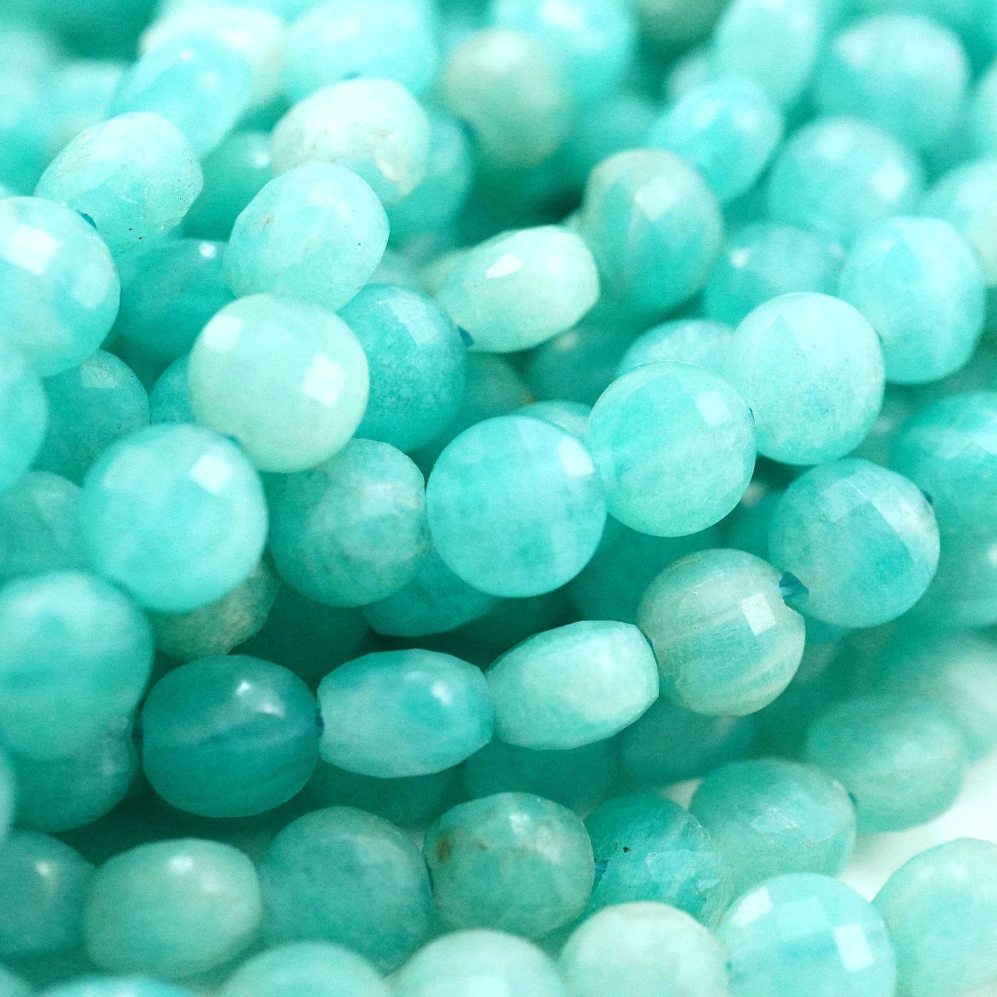 Amazonite (Coin)(Micro)(Faceted)(4×3mm)(16"Strand)