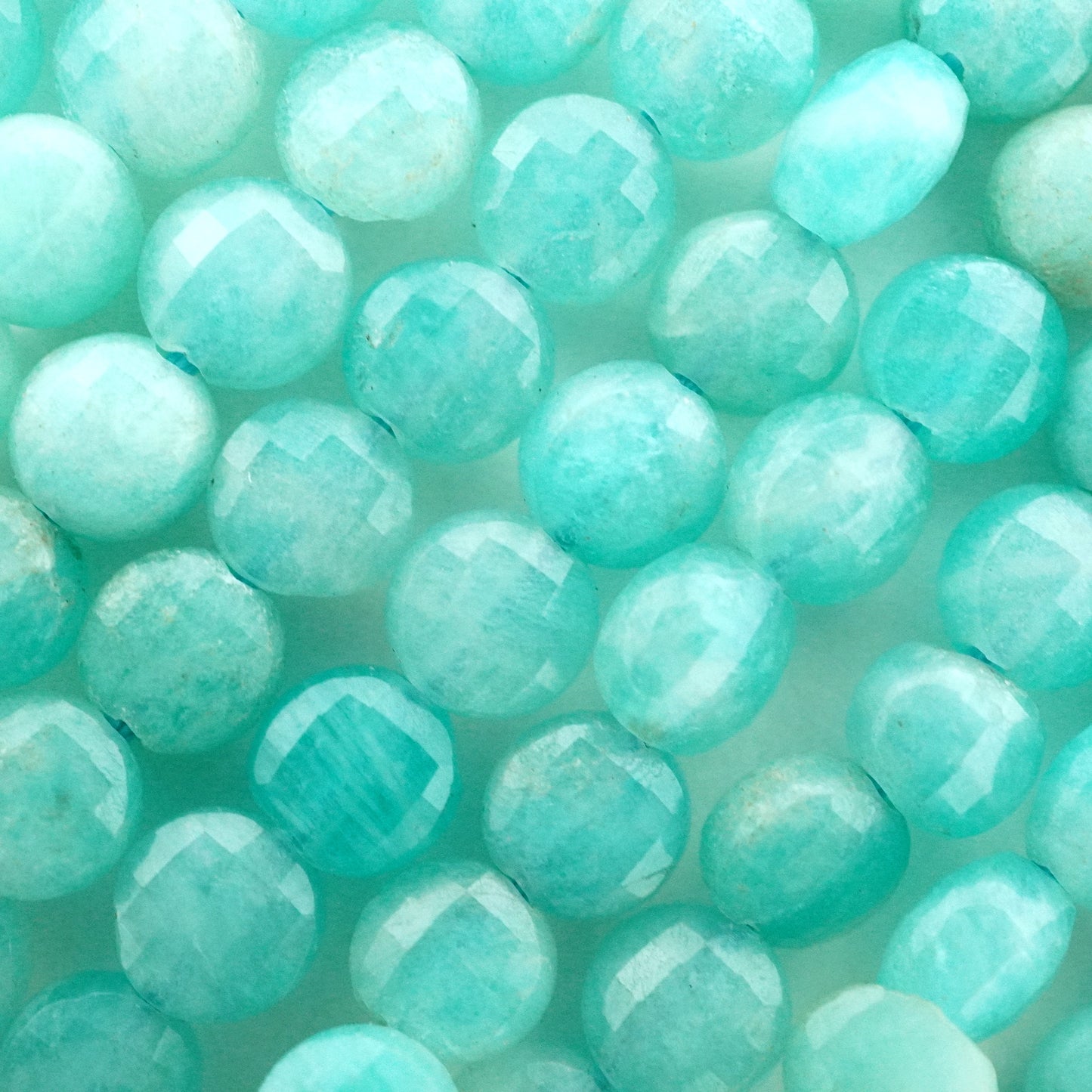 Amazonite (Coin)(Micro)(Faceted)(4×3mm)(16"Strand)