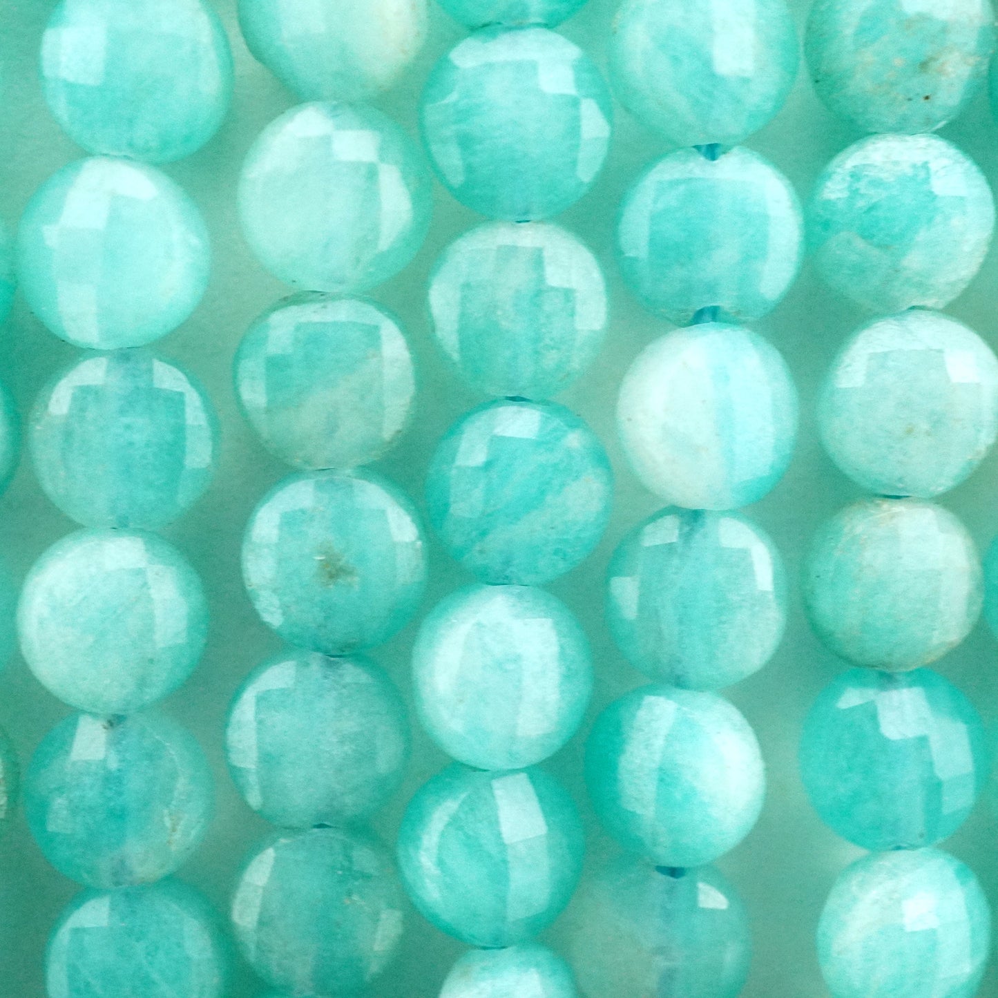 Amazonite (Coin)(Micro)(Faceted)(4×3mm)(16"Strand)