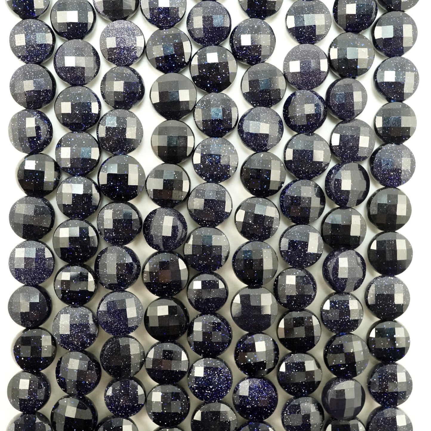 Blue Goldstone (Coin)(Micro)(Faceted)(6×4mm)(15"Strand)