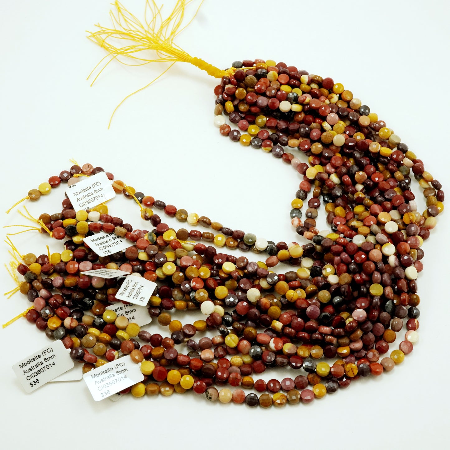 Mookaite (Coin)(Micro)(Faceted)(7×4mm)(15"Strand)