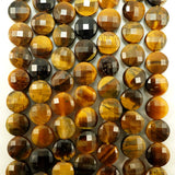 Tiger Eye (Coin)(Micro)(Faceted)(6×4mm)(15"Strand)