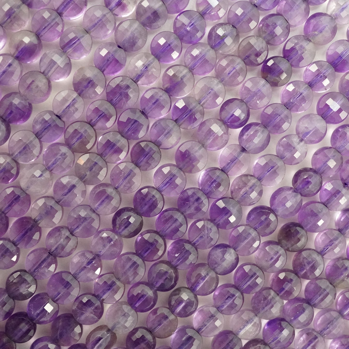 Amethyst (Coin)(Micro)(Faceted)(4×3mm)(15"Strand)