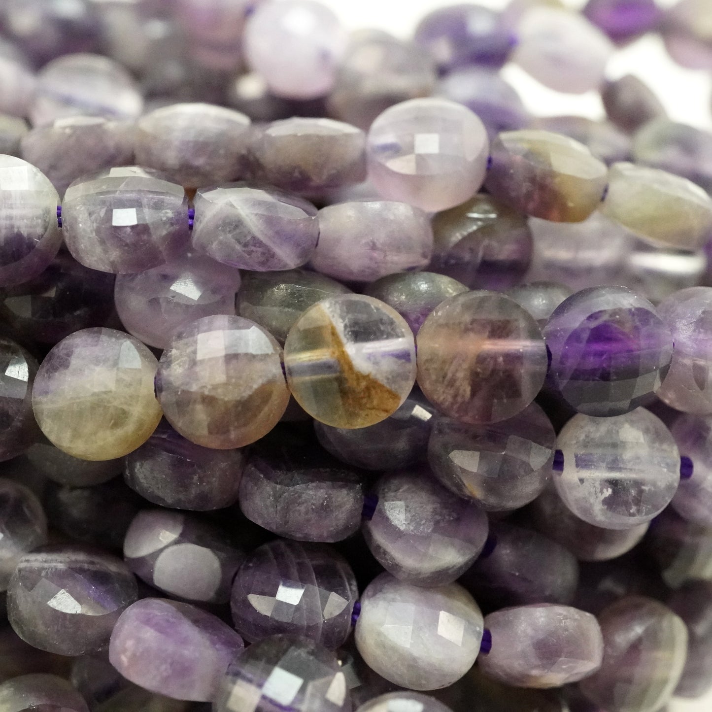 Chevron Amethyst (Coin)(Micro)(Faceted)(6×4mm)(15"Strand)