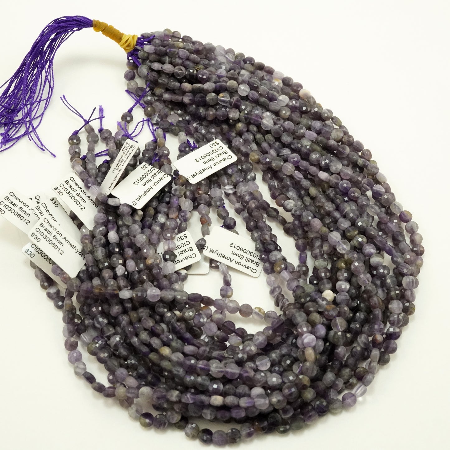 Chevron Amethyst (Coin)(Micro)(Faceted)(6×4mm)(15"Strand)