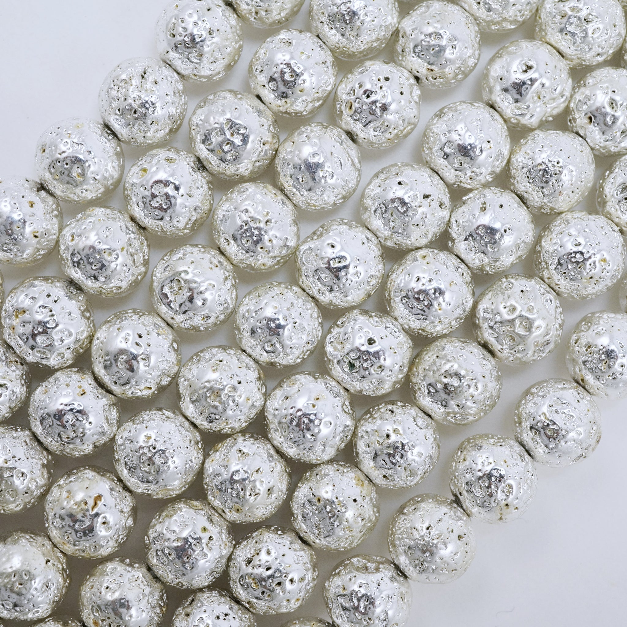 8mm Clear White Shimmering Glass Beads 16 in Strand