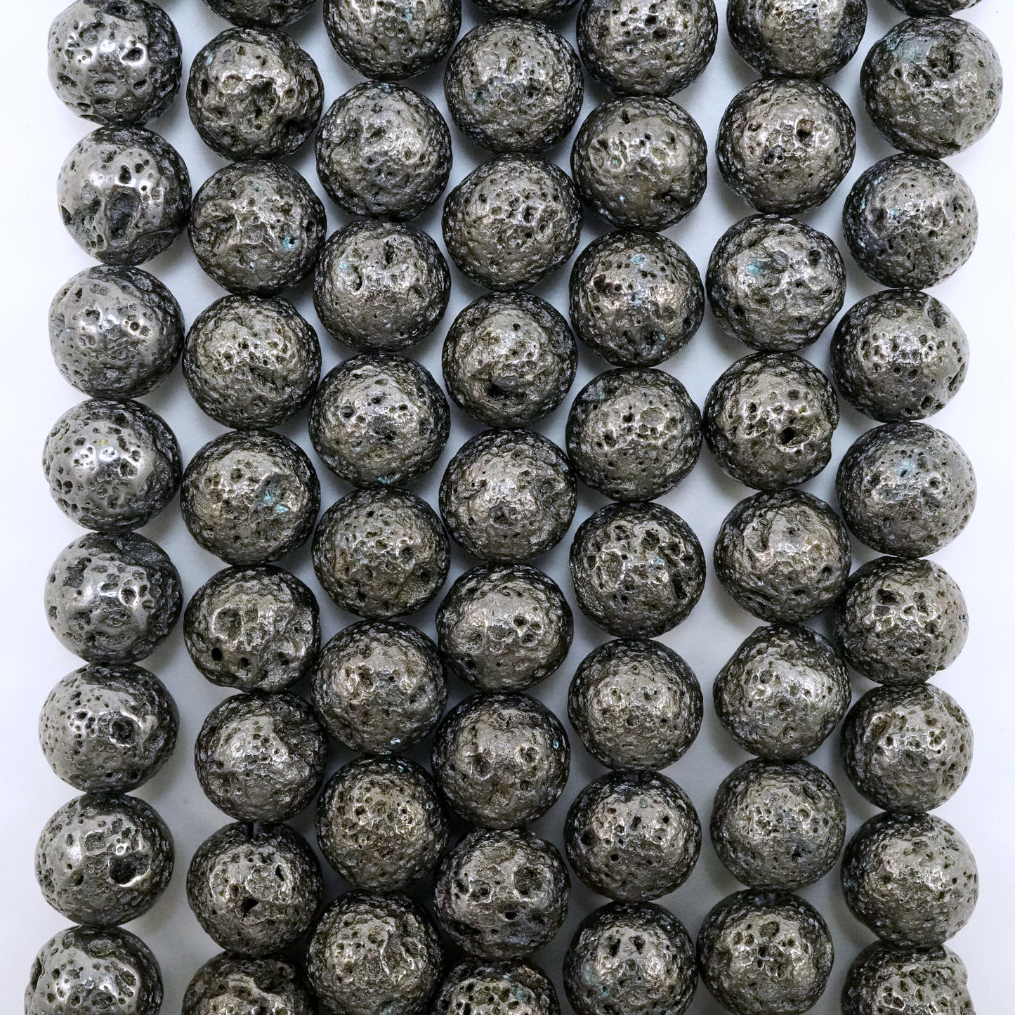 Lava Stone (Gun Metal)(Electroplated)(Round)(6mm)(8mm)(10mm)(16"Strand)