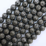 Lava Stone (Gun Metal)(Electroplated)(Round)(6mm)(8mm)(10mm)(16"Strand)
