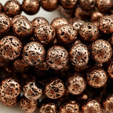 Lava Stone (Antique Copper)(Electroplated)(Round)(6mm)(8mm)(10mm)(16"Strand)