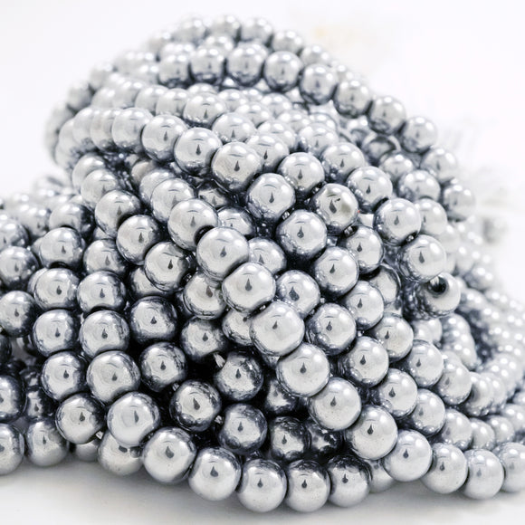 Hematite (Silver)(Electroplated)(Round)(Smooth)(2mm)(4mm)(6mm)(8mm)(15.50