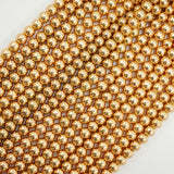 Hematite (Rose Gold)(Electroplated)(Round)(Smooth)(2mm)(4mm)(6mm)(8mm)(15.50"Strand)