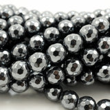 Hematite (Round)(Faceted)(2mm)(3mm)(4mm)(6mm)(8mm)(10mm)(15.50"Strand)