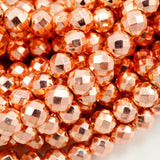 Hematite (Copper)(Electroplated)(Round)(Faceted)(4mm)(6mm)(8mm)(15.50"Strand)
