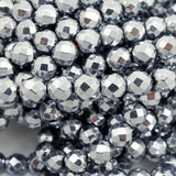 Hematite (Light Grey)(Electroplated)(Round)(Faceted)(2mm)(4mm)(6mm)(8mm)(15.50"Strand)