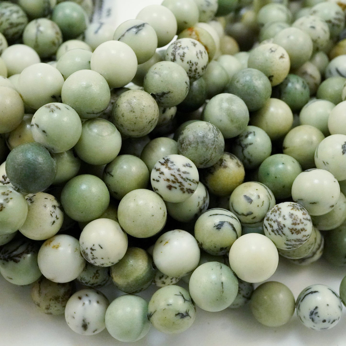 Dendritic Jasper (Round)(Smooth)(4mm)(6mm)(8mm)(10mm)(16"Strand)