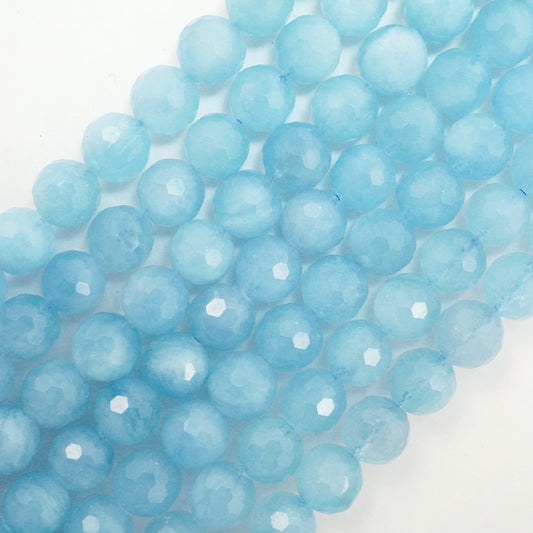 Aquamarine (Round)(Faceted)(6mm)(8mm)(16"Strand)