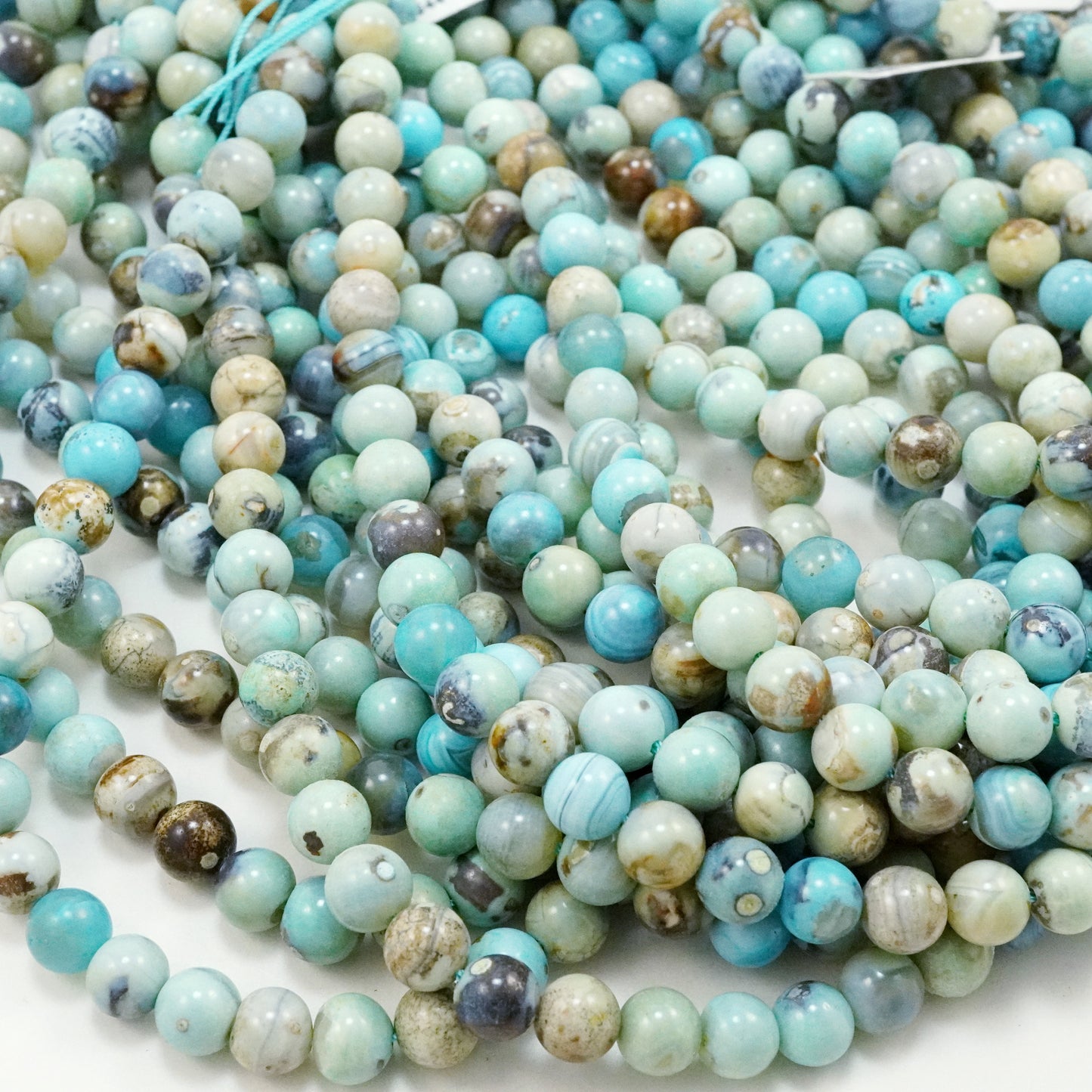 Robin's Egg Aqua Terra Agate (Round)(Smooth)(Dyed)(8mm)(10mm)(16"Strand)