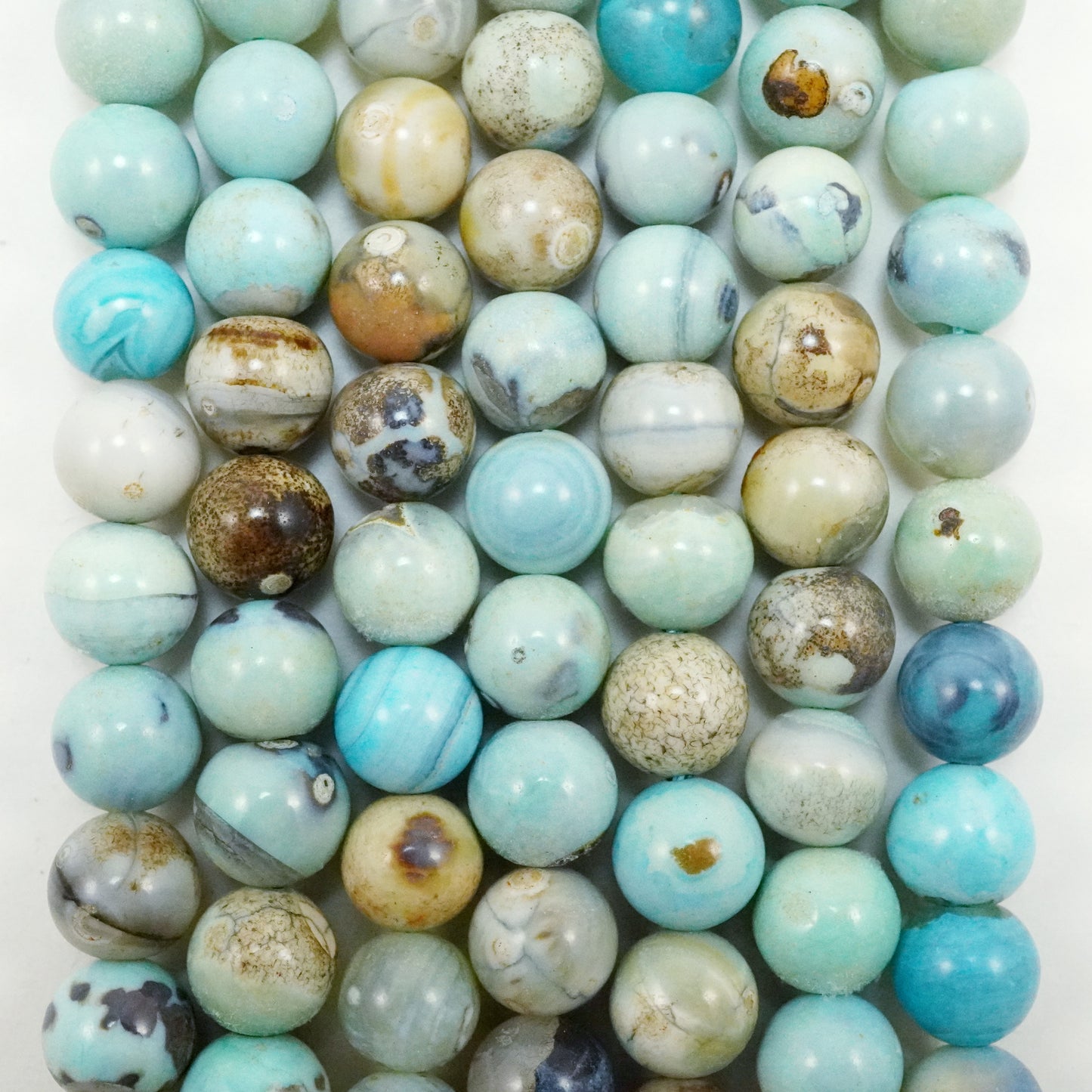 Robin's Egg Aqua Terra Agate (Round)(Smooth)(Dyed)(8mm)(10mm)(16"Strand)