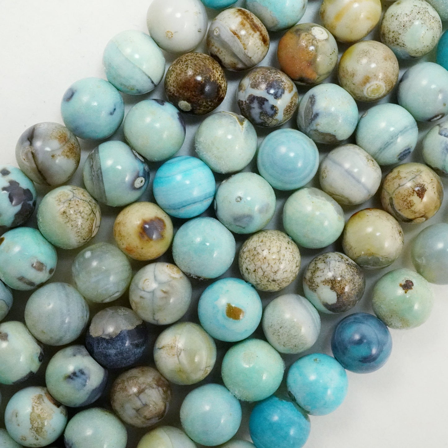 Robin's Egg Aqua Terra Agate (Round)(Smooth)(Dyed)(8mm)(10mm)(16"Strand)