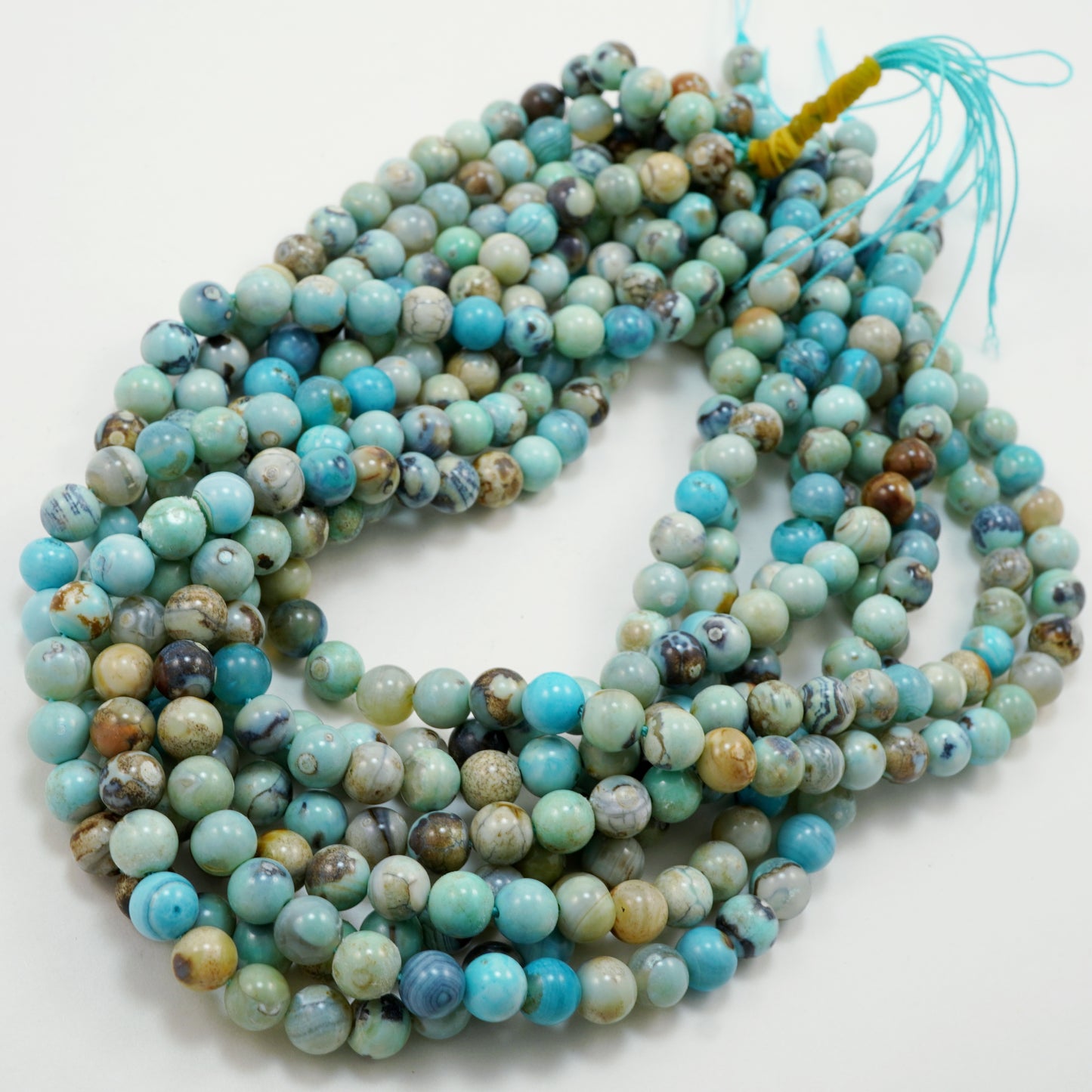 Robin's Egg Aqua Terra Agate (Round)(Smooth)(Dyed)(8mm)(10mm)(16"Strand)