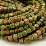 Unakite (Cube)(Micro)(Faceted)(4mm)(15"Strand)