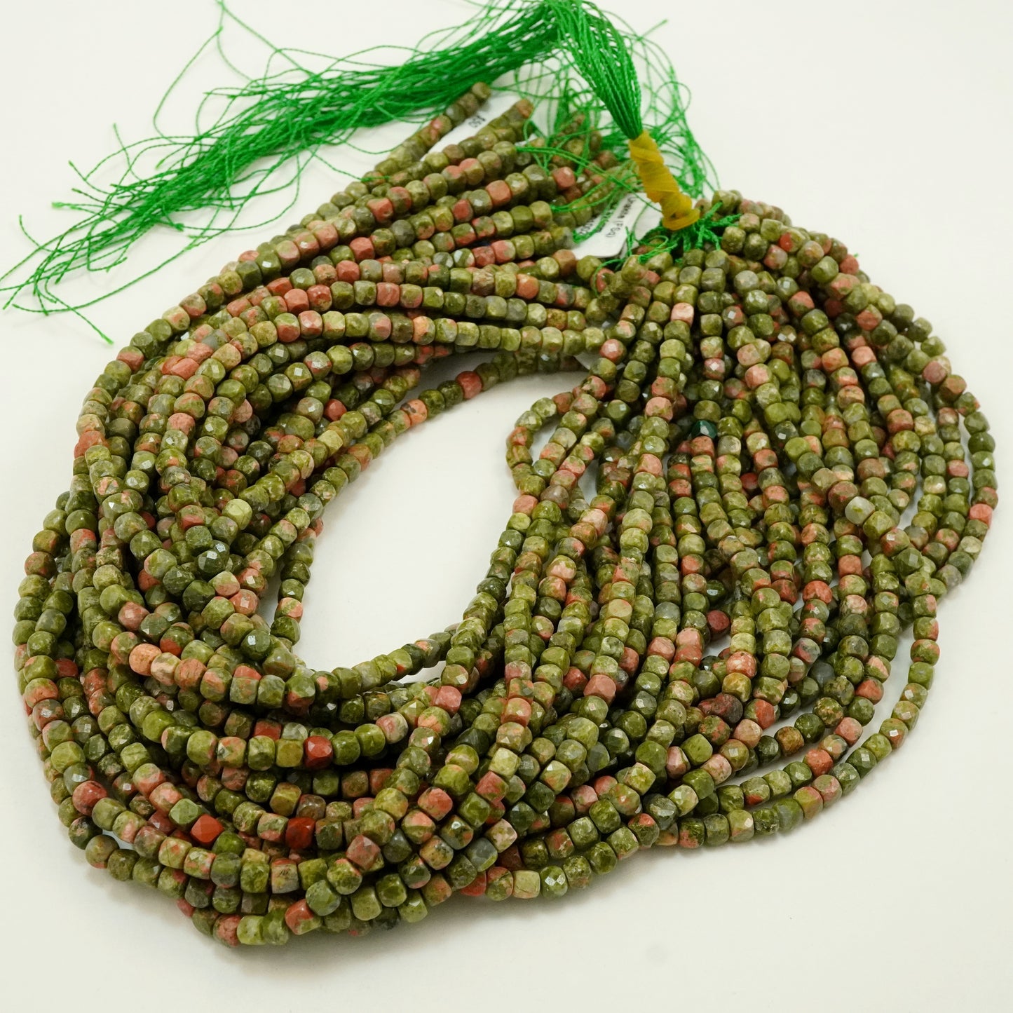 Unakite (Cube)(Micro)(Faceted)(4mm)(15"Strand)