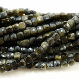 Golden Obsidian (Cube)(Micro)(Faceted)(3mm)(15"Strand)