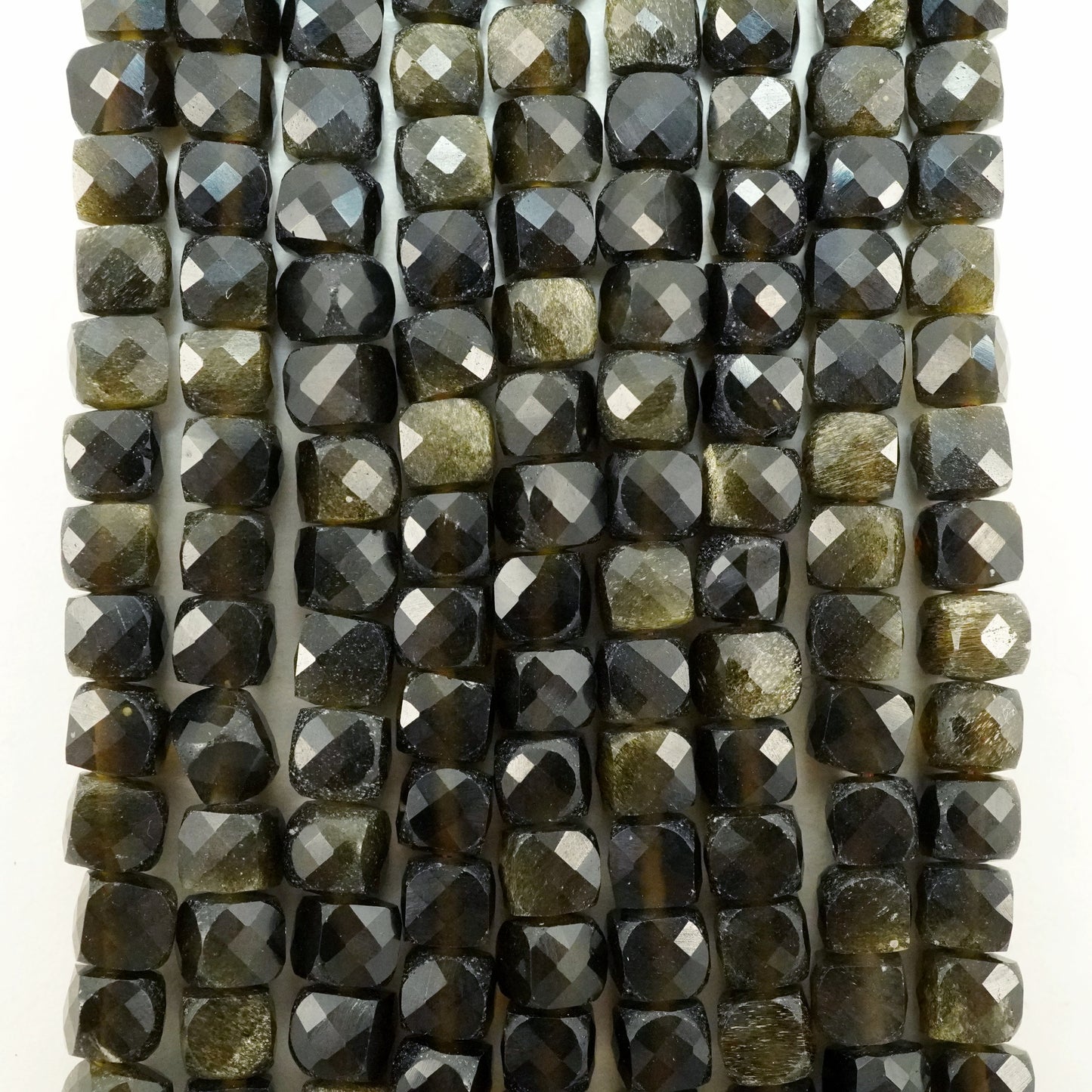 Golden Obsidian (Cube)(Micro)(Faceted)(3mm)(15"Strand)