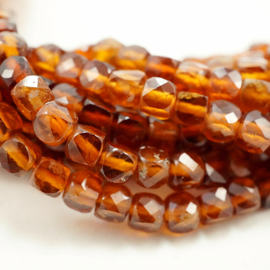 Hessonite Garnet (Cube)(Micro)(Faceted)(3mm)(15"Strand)