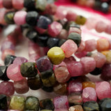 Watermelon Tourmaline (Cube)(Micro)(Faceted)(4mm)(15"Strand)