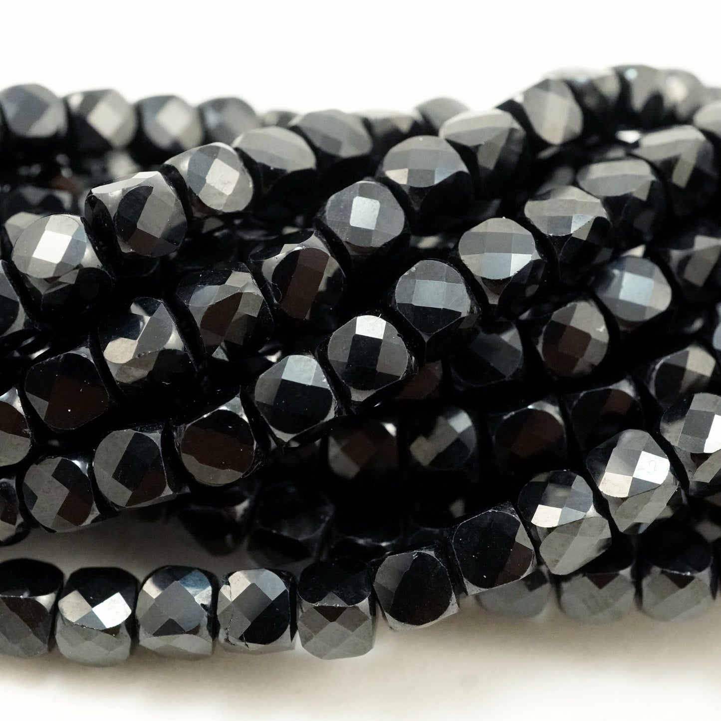 Black Spinel (Cube)(Micro)(Faceted)(4mm)(15"Strand)