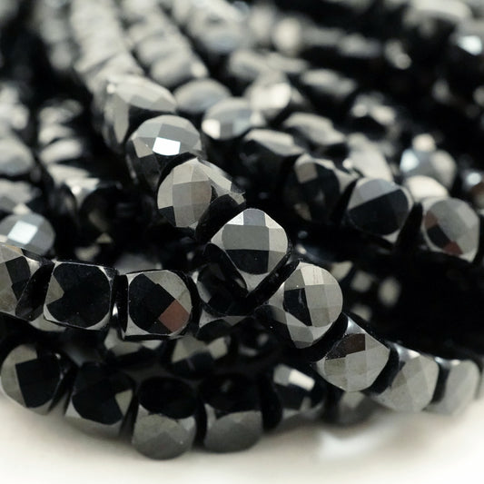 Black Spinel (Cube)(Micro)(Faceted)(4mm)(15"Strand)