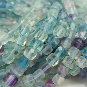 Fluorite (Cube)(Micro)(Faceted)(4mm)(15"Strand)