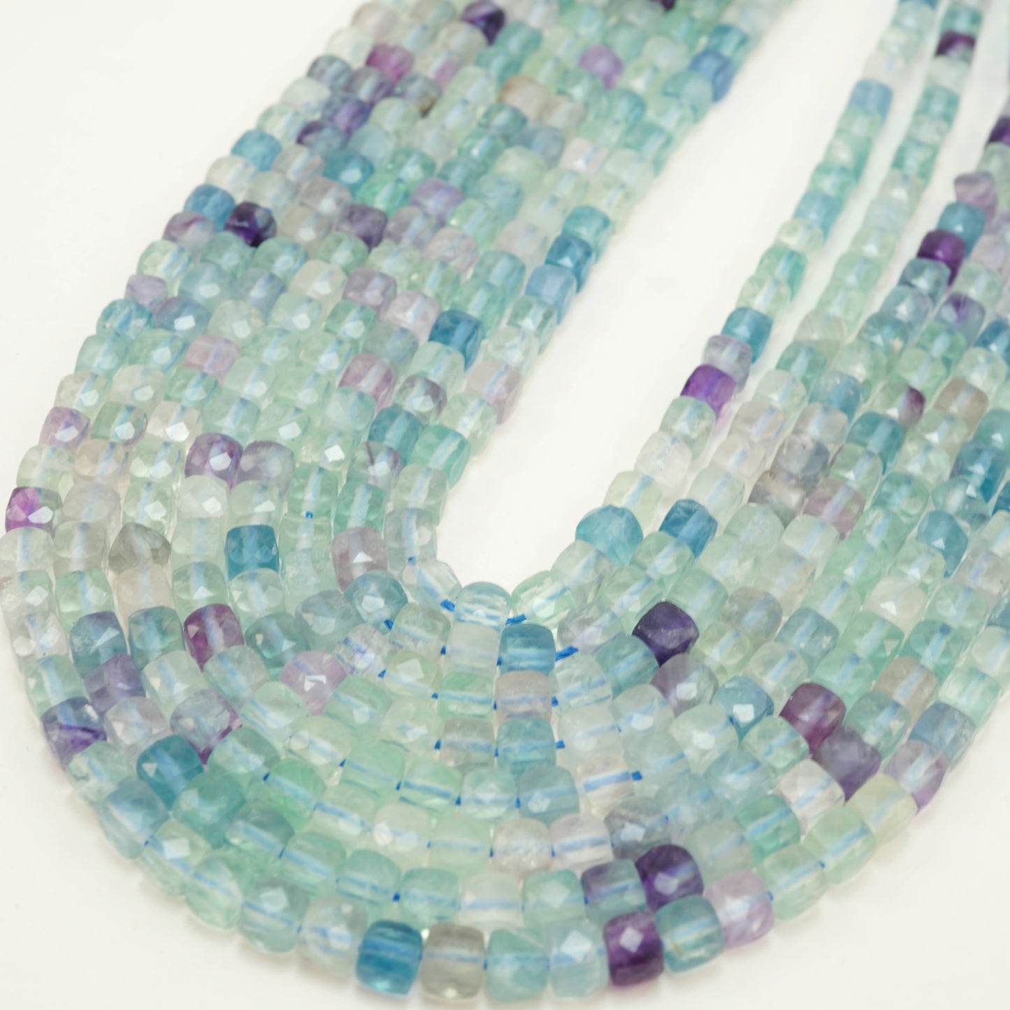 Fluorite (Cube)(Micro)(Faceted)(4mm)(15"Strand)