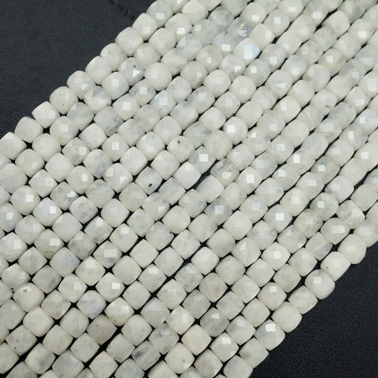 Rainbow Moonstone (Cube)(Micro)(Faceted)(4mm)(15"Strand)