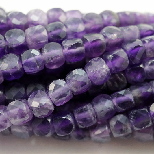 Amethyst (Cube)(Micro)(Faceted)(4mm)(15"Strand)