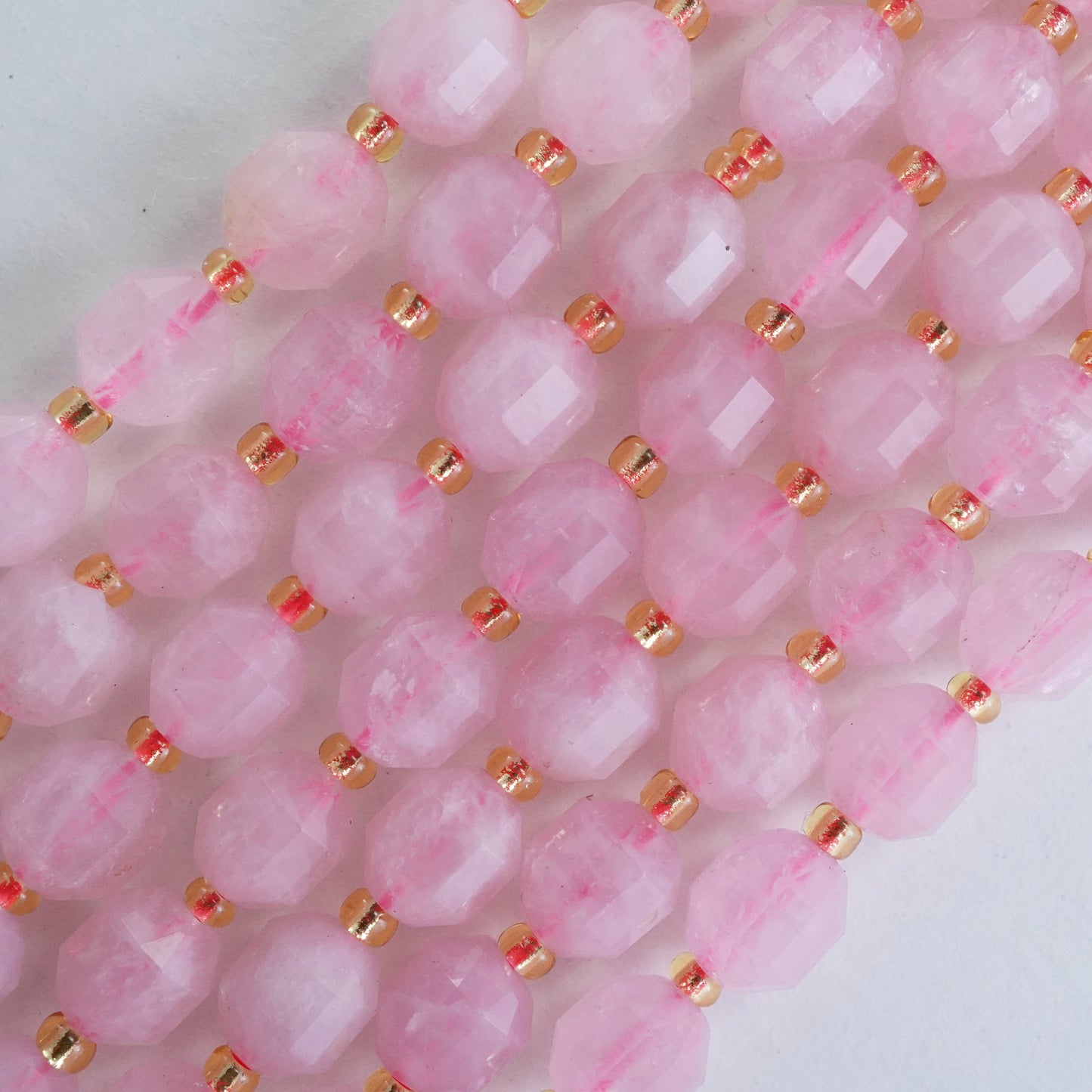 Rose Quartz (Barrel)(Faceted)(8x7mm)(16"Strand)