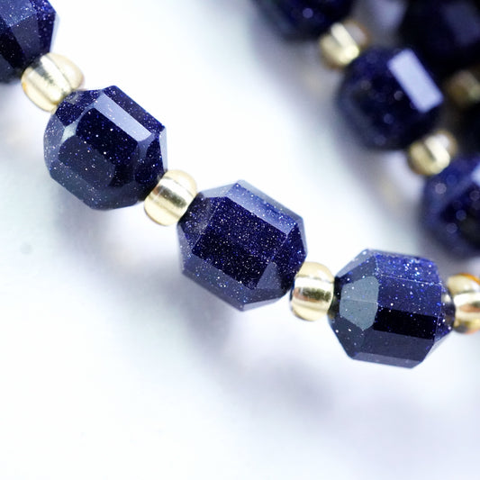 Blue Goldstone (Barrel)(Faceted)(6x5mm)(16"Strand)