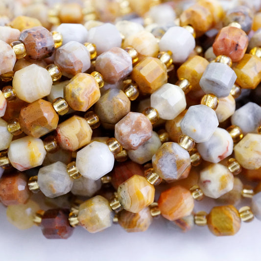 Crazy Lace Agate (Barrel)(Faceted)(6x5mm)(16"Strand)