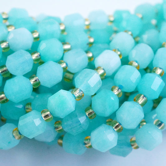 Amazonite (Barrel)(Faceted)(6x5mm)(16"Strand)