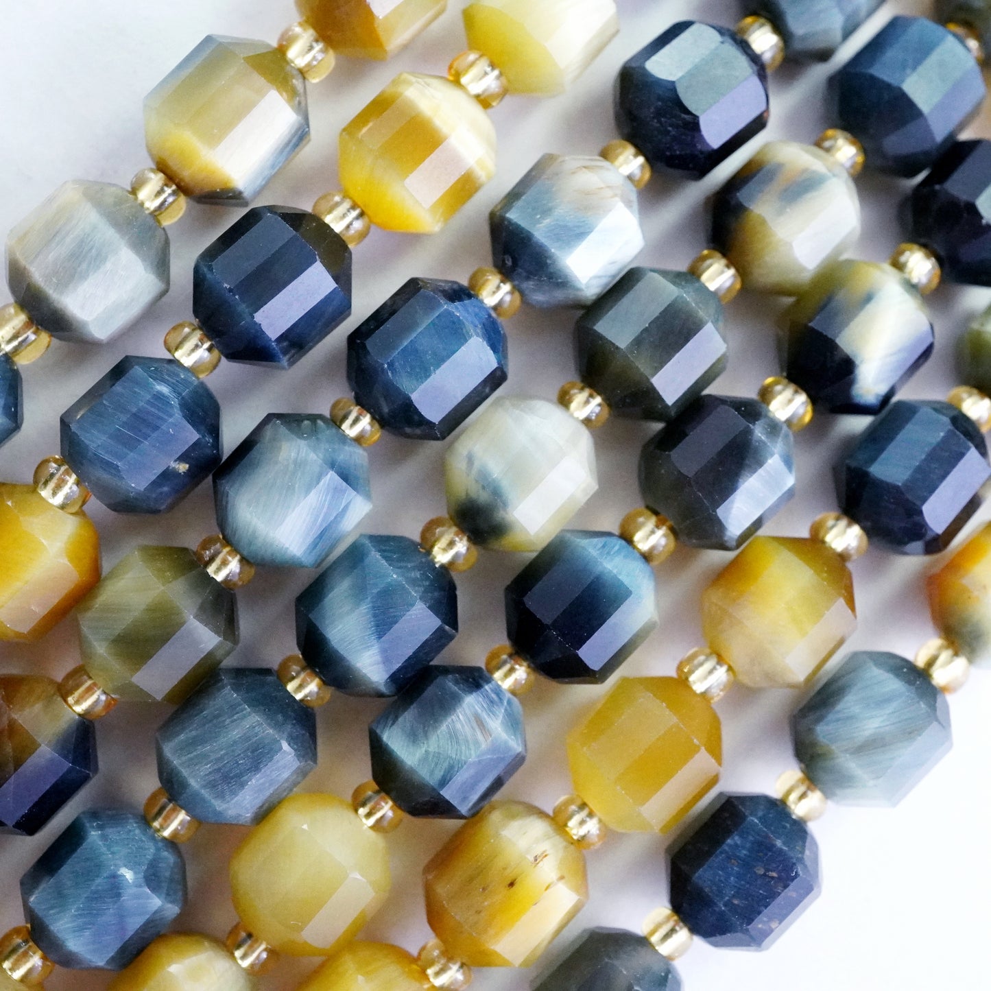 Golden Hawk's Eye (Barrel)(Faceted)(8x7mm)(16"Strand)