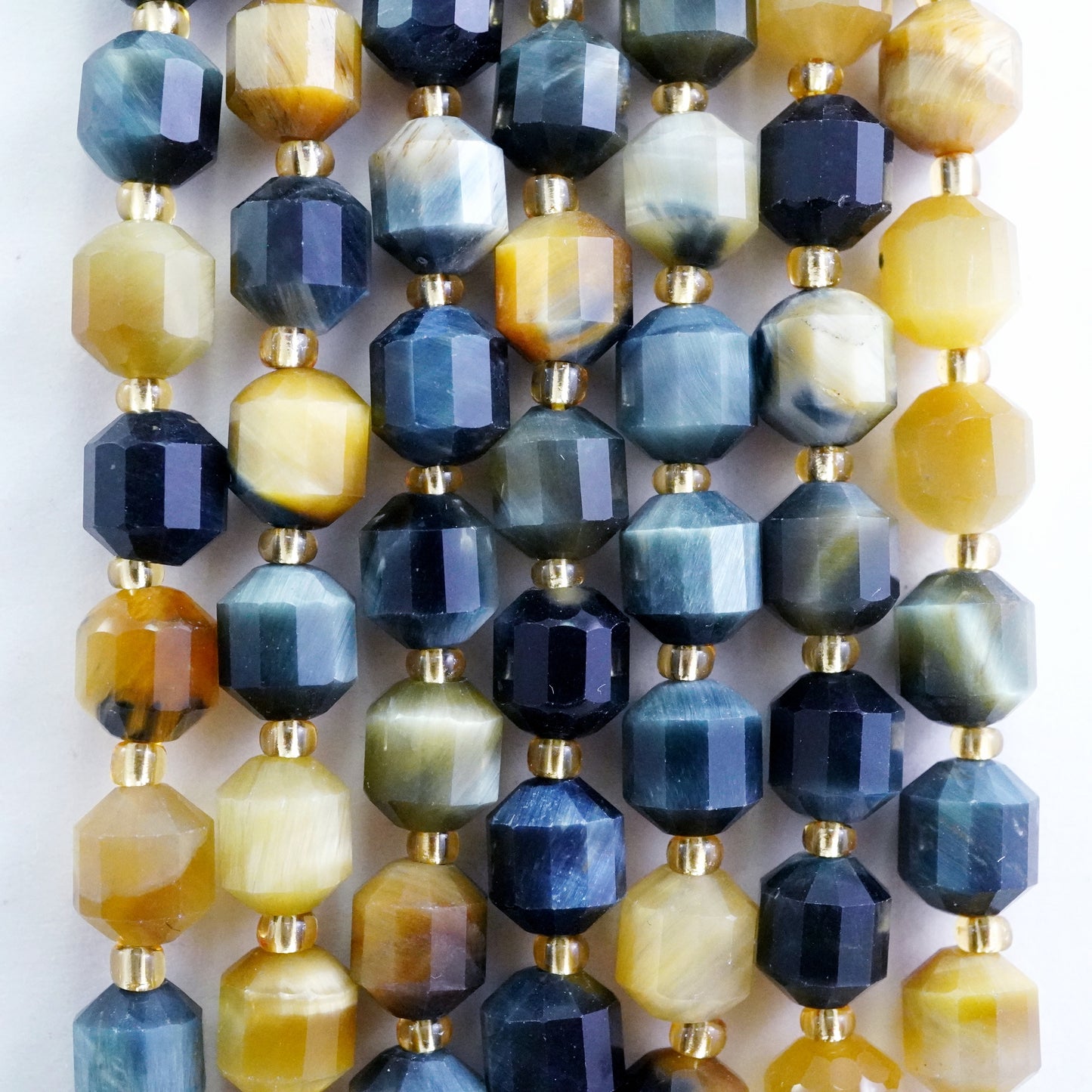 Golden Hawk's Eye (Barrel)(Faceted)(8x7mm)(16"Strand)