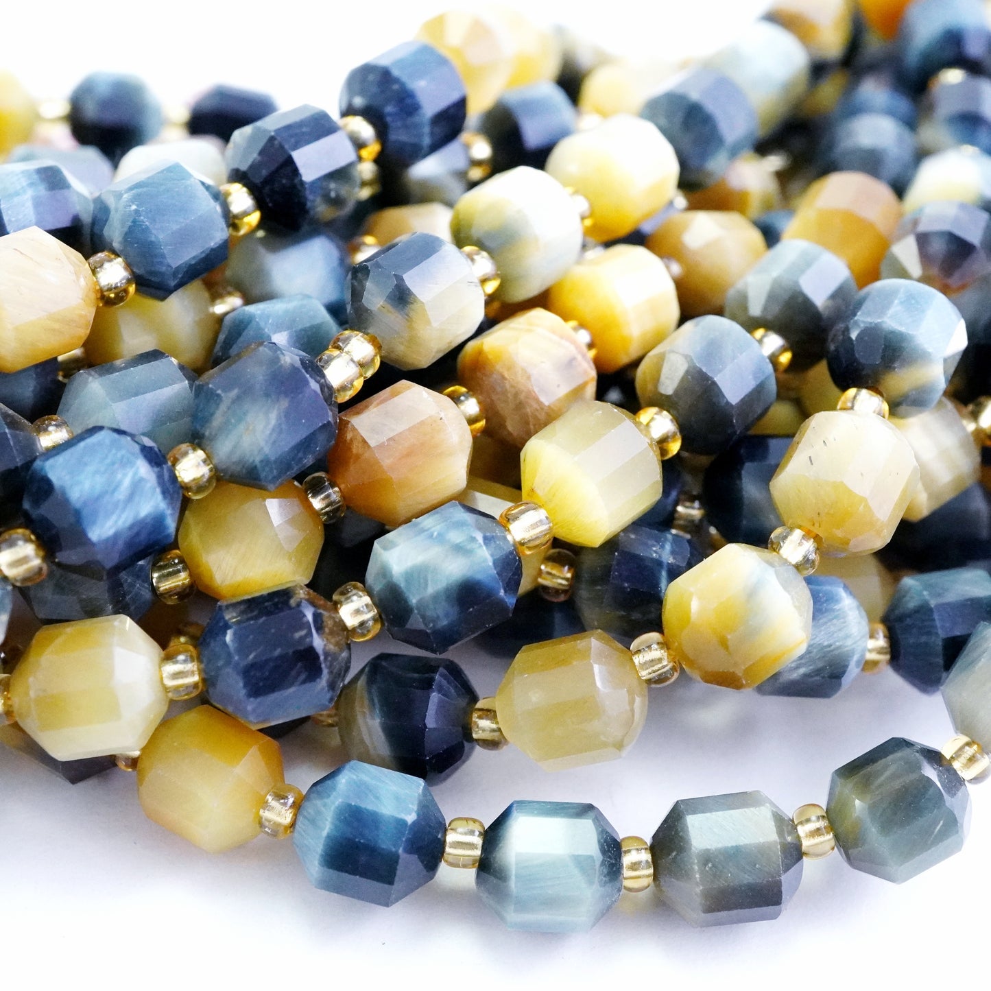 Golden Hawk's Eye (Barrel)(Faceted)(8x7mm)(16"Strand)